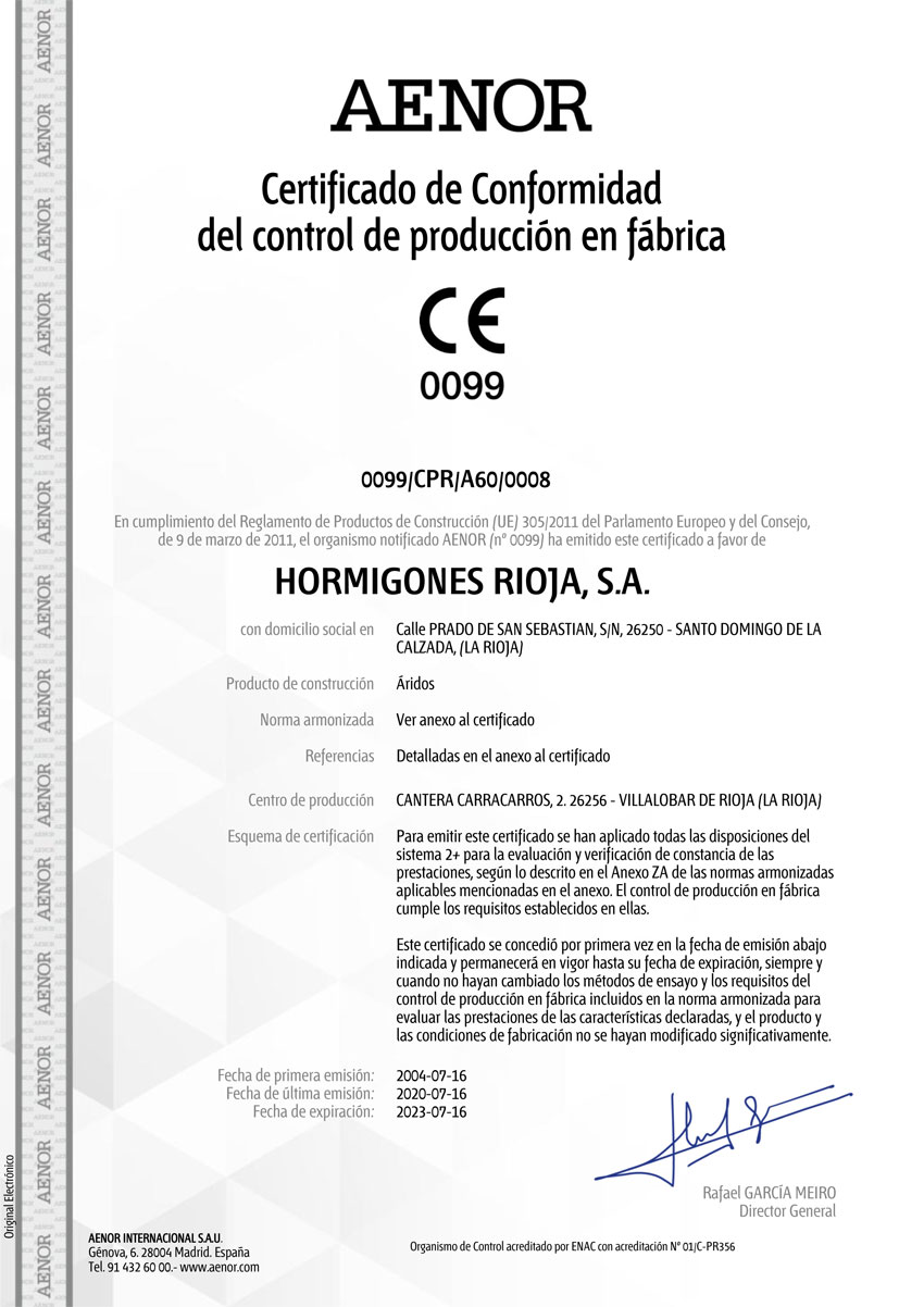 AENOR Certificado Santo Domingo